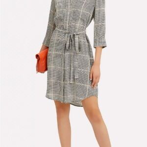 Mimi Chica Shirt Dress 100%Rayon Black and White Buttoned Tie Front. Size L